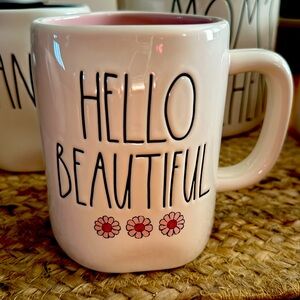 Rae Dunn coffee cup mug, white used but in good condition hello beautiful.
